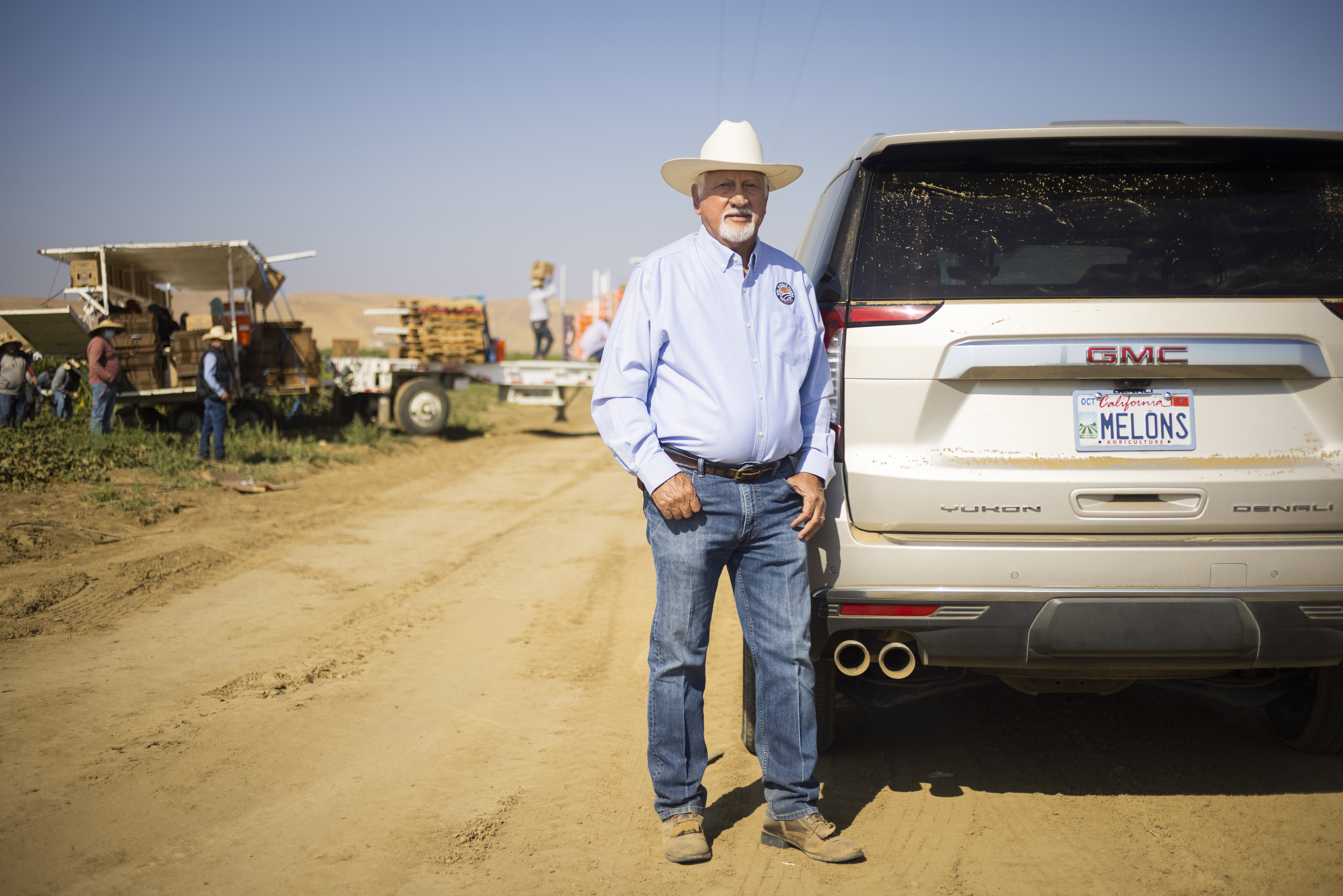 Melon farmer Joe Del Bosque at one of his fields in Firebaugh, Calif. MUST CREDIT: Photo for The Washington Post by John Brecher
