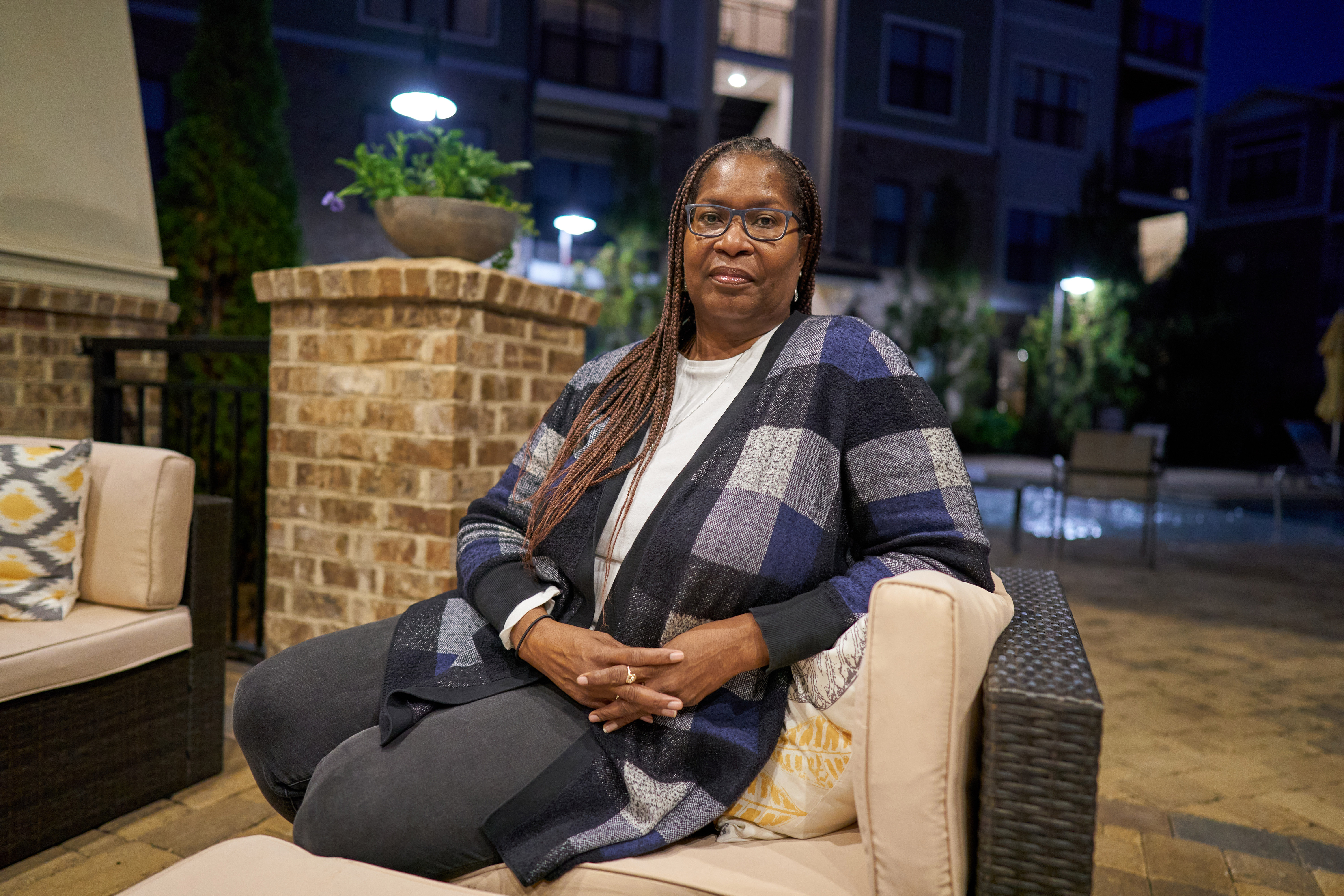 Eugenia Bradford, who worked as an administrative assistant at Kennesaw State University in Georgia, is among the workers who have lost jobs in higher education during the pandemic. MUST CREDIT: Photo by Michael A. Schwarz for The Washington Post.