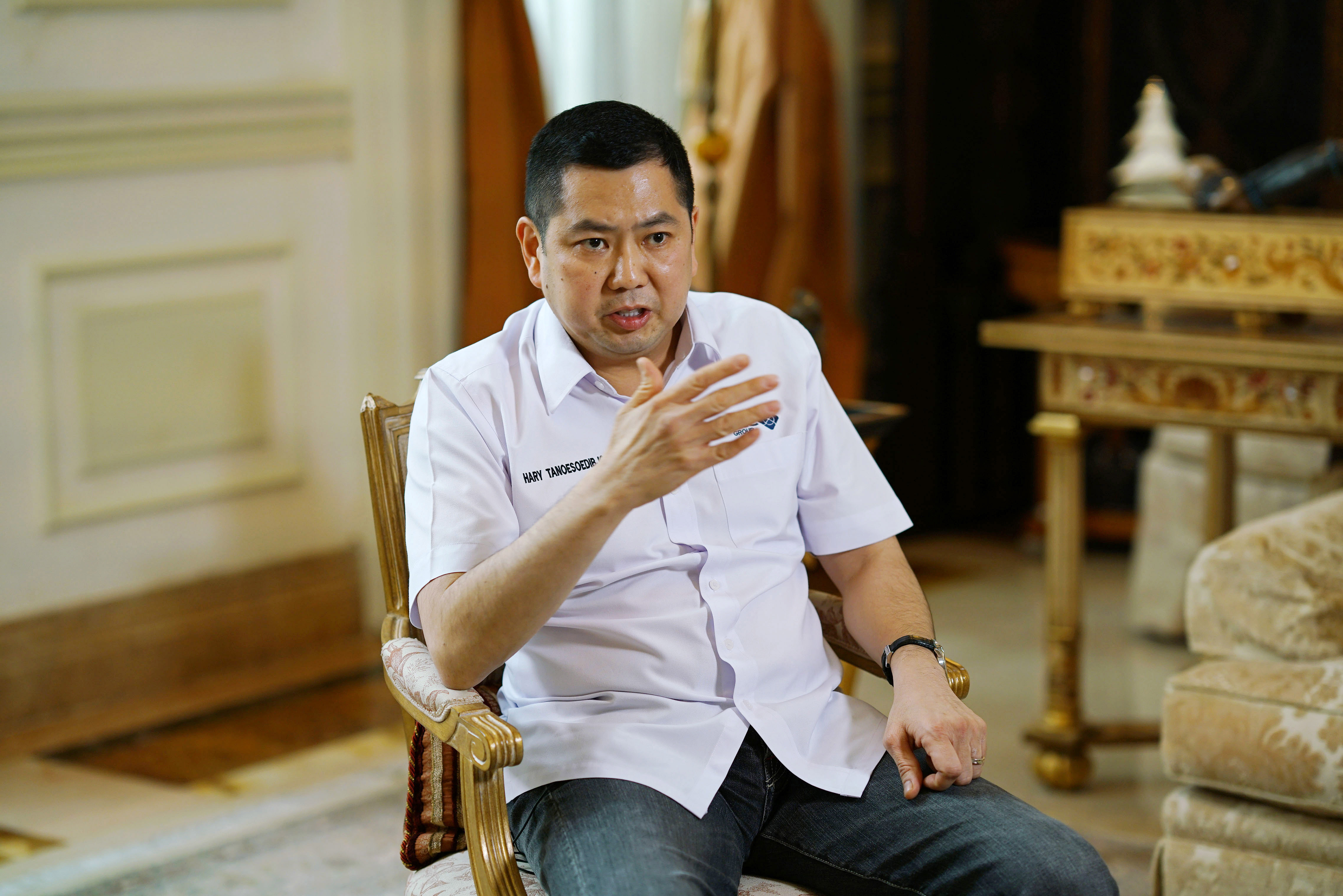 Billionaire Hary Tanoesoedibjo, founder of MNC Group, in Jakarta, Indonesia. Blunt talk and a combative stance are typical of the Indonesian entrepreneur, who is Donald Trump's business partner on two huge projects in Indonesia. MUST CREDIT: Dimas Ardian, Bloomberg